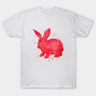 Watercolor Splash Red Rabbit Art T-Shirt